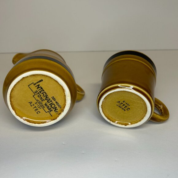 International Stoneware Japan Creamer and Mug Mustard Color Set Aztec S-131 - Picture 2 of 6